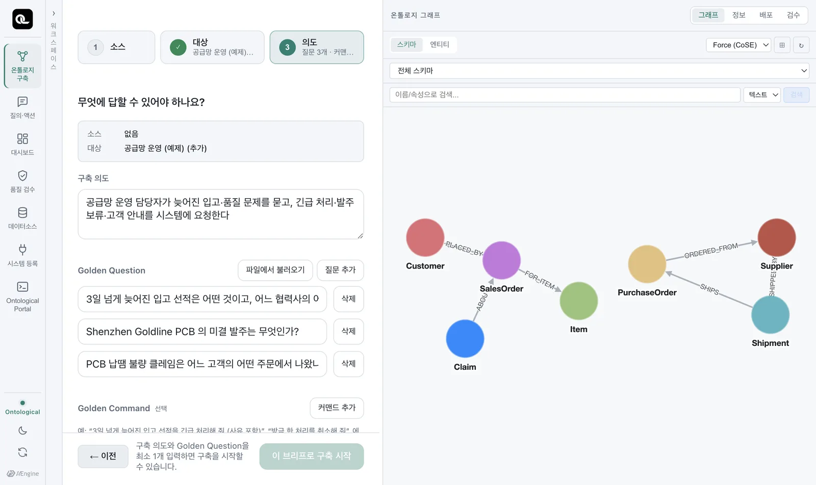 구축 브리프 — 구축 의도, 골든 퀘스천 3개, 골든 커맨드 4개