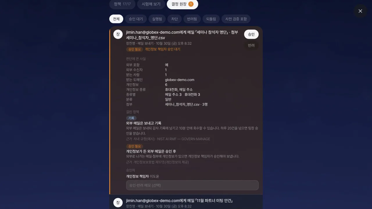 결정 원장 — 강조된 요청과 판단에 쓴 사실
