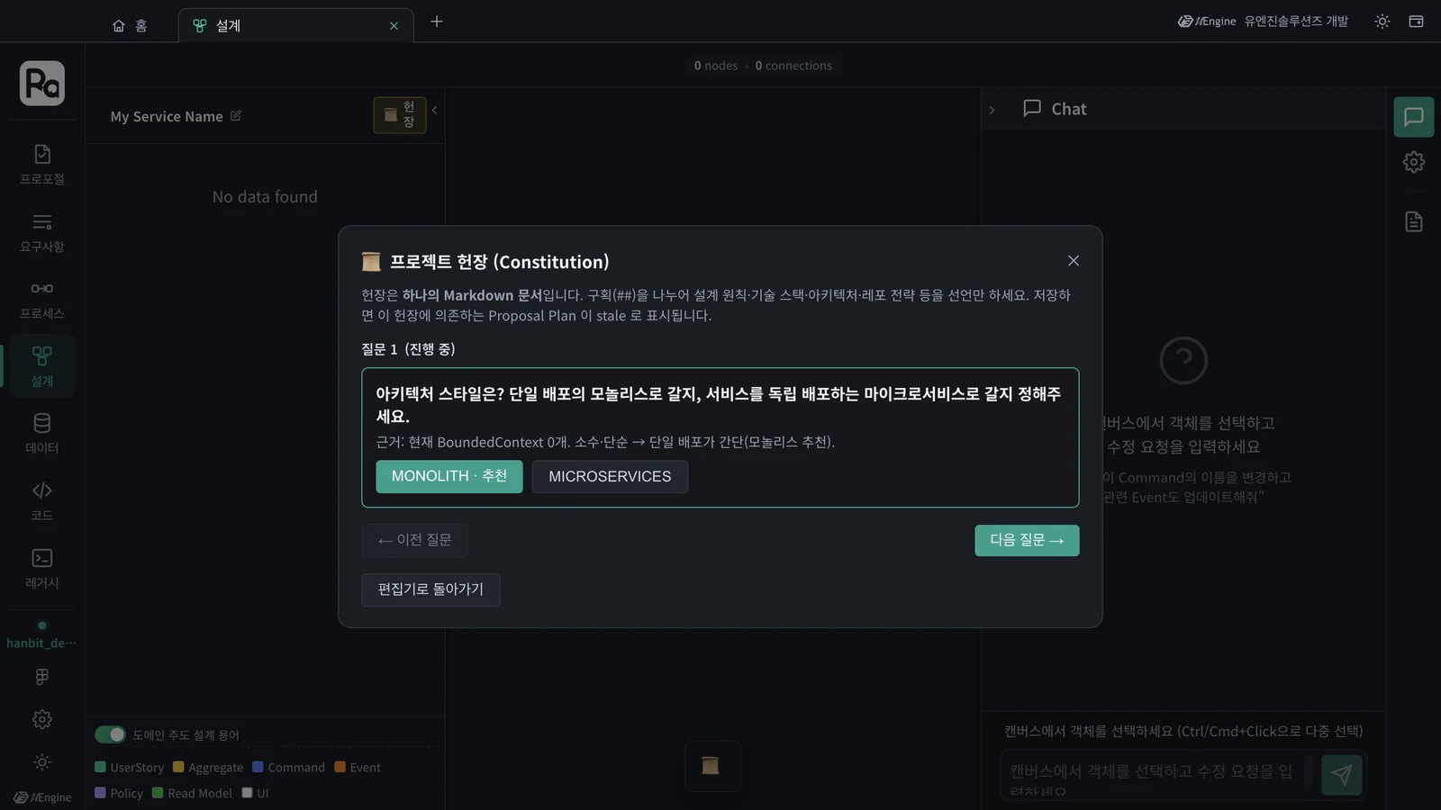 질문 1 — 아키텍처 스타일, 근거와 MONOLITH(추천) · MICROSERVICES
