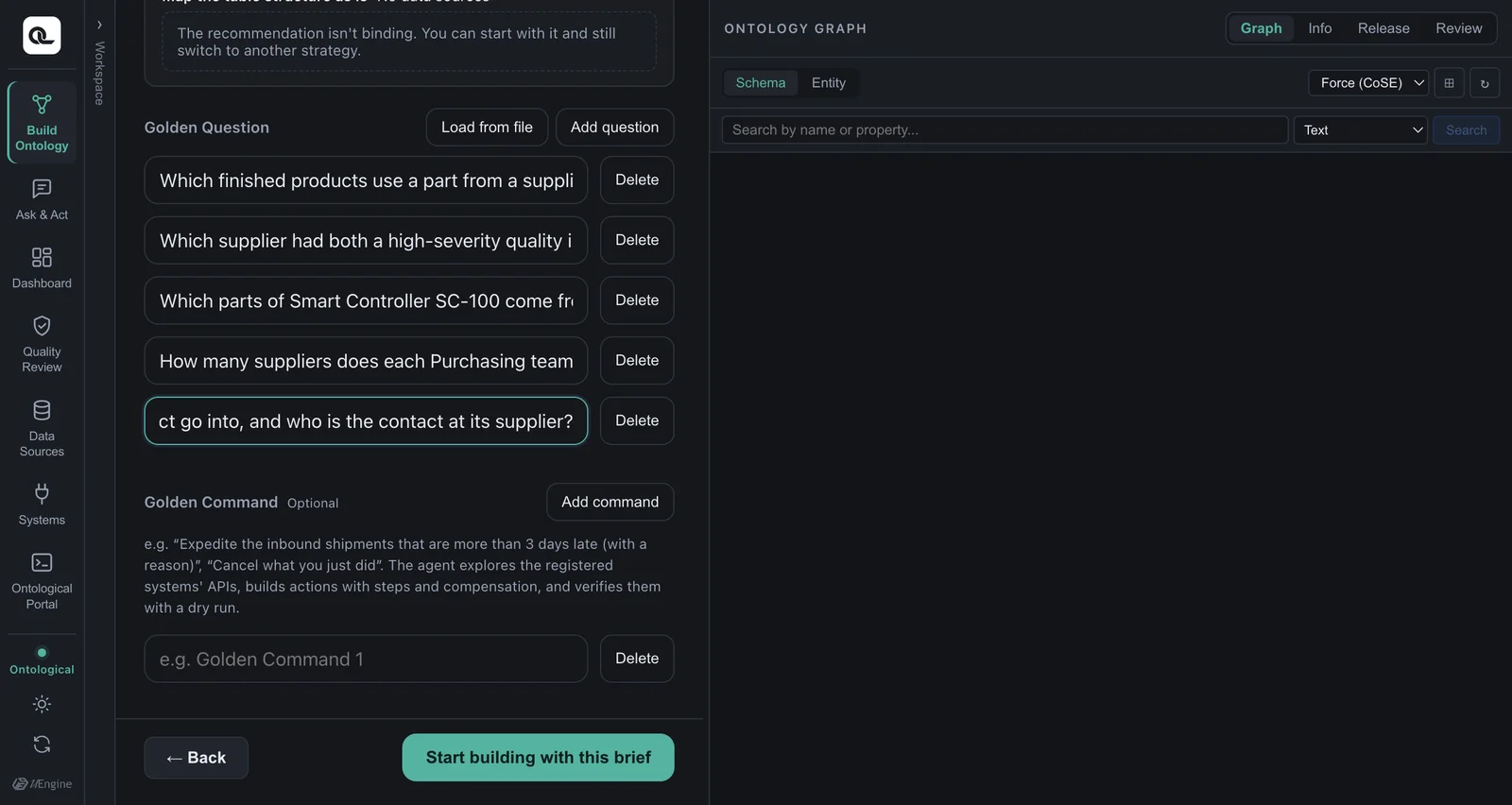 The brief with the added Golden Question (dark theme)