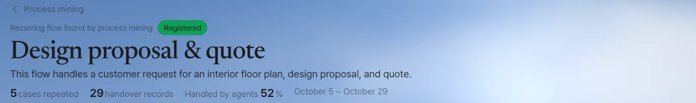 Registered — the label on the same screen changed from "Suggestion" to "Registered"