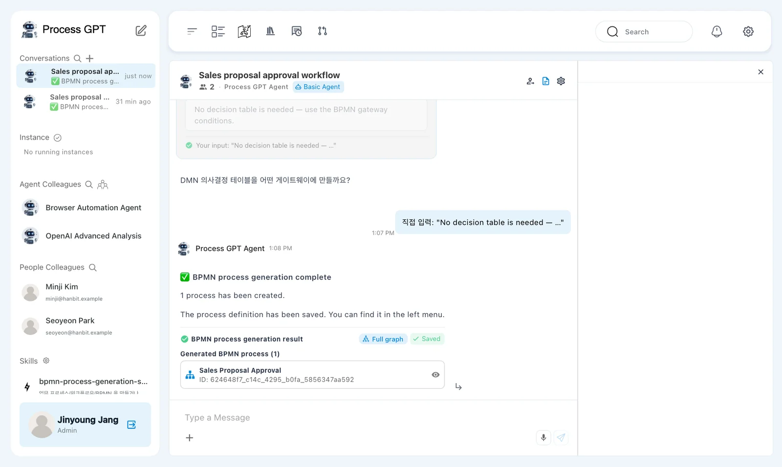 Generation complete — the completion message and Sales Proposal Approval result marked Saved