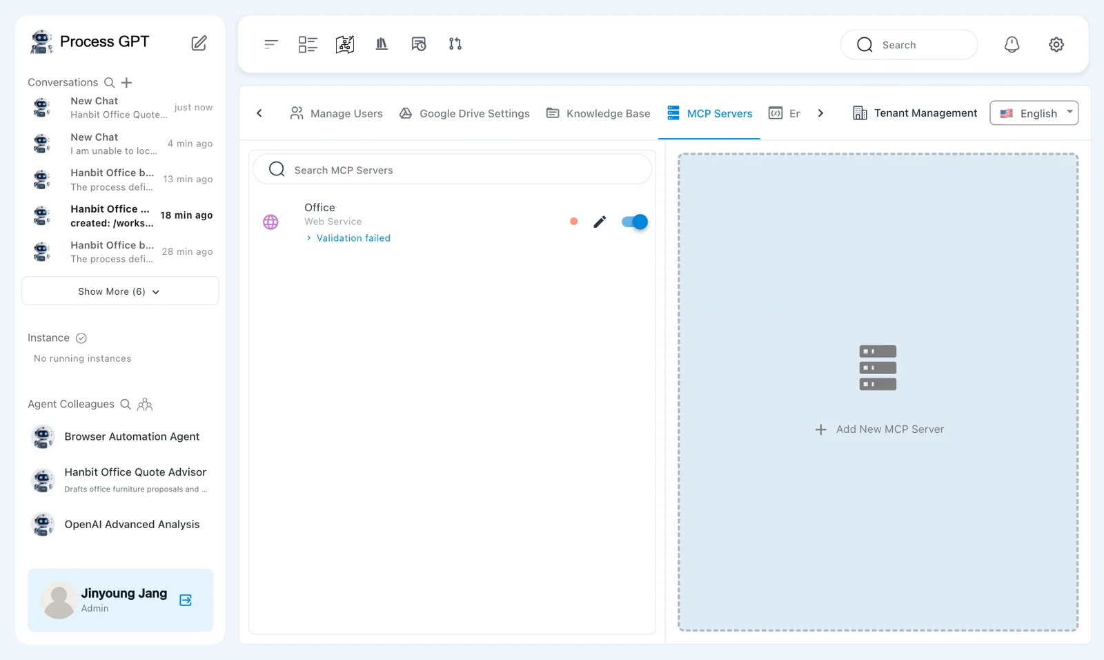 Registered server — Office Web Service with Validation failed