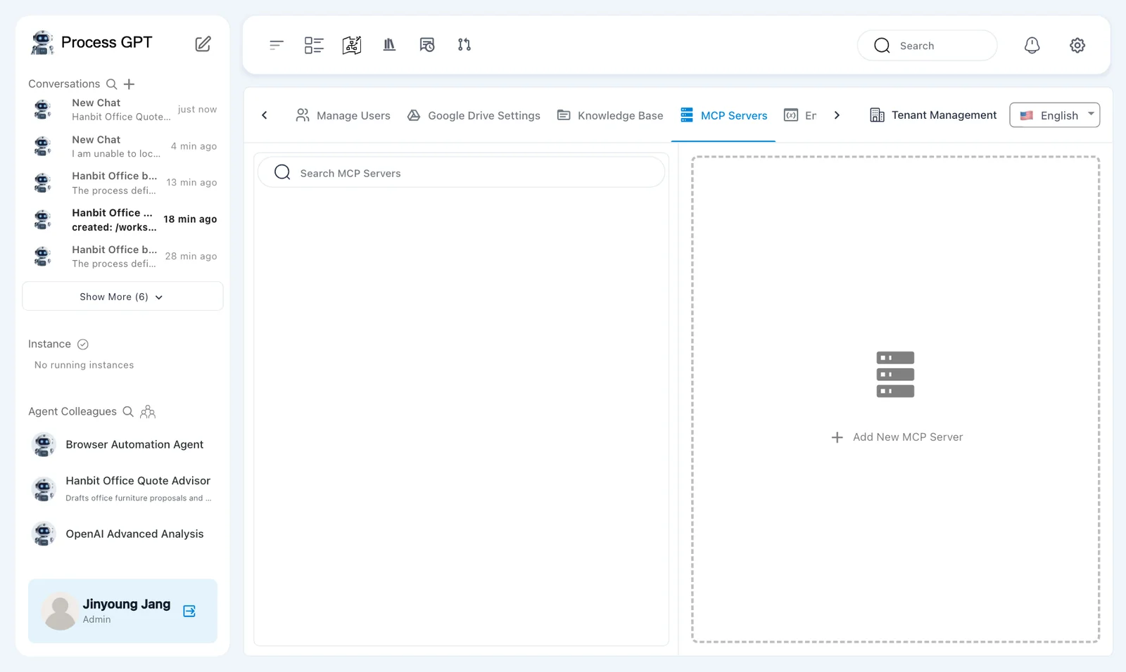 MCP server settings — MCP Servers and Add New MCP Server