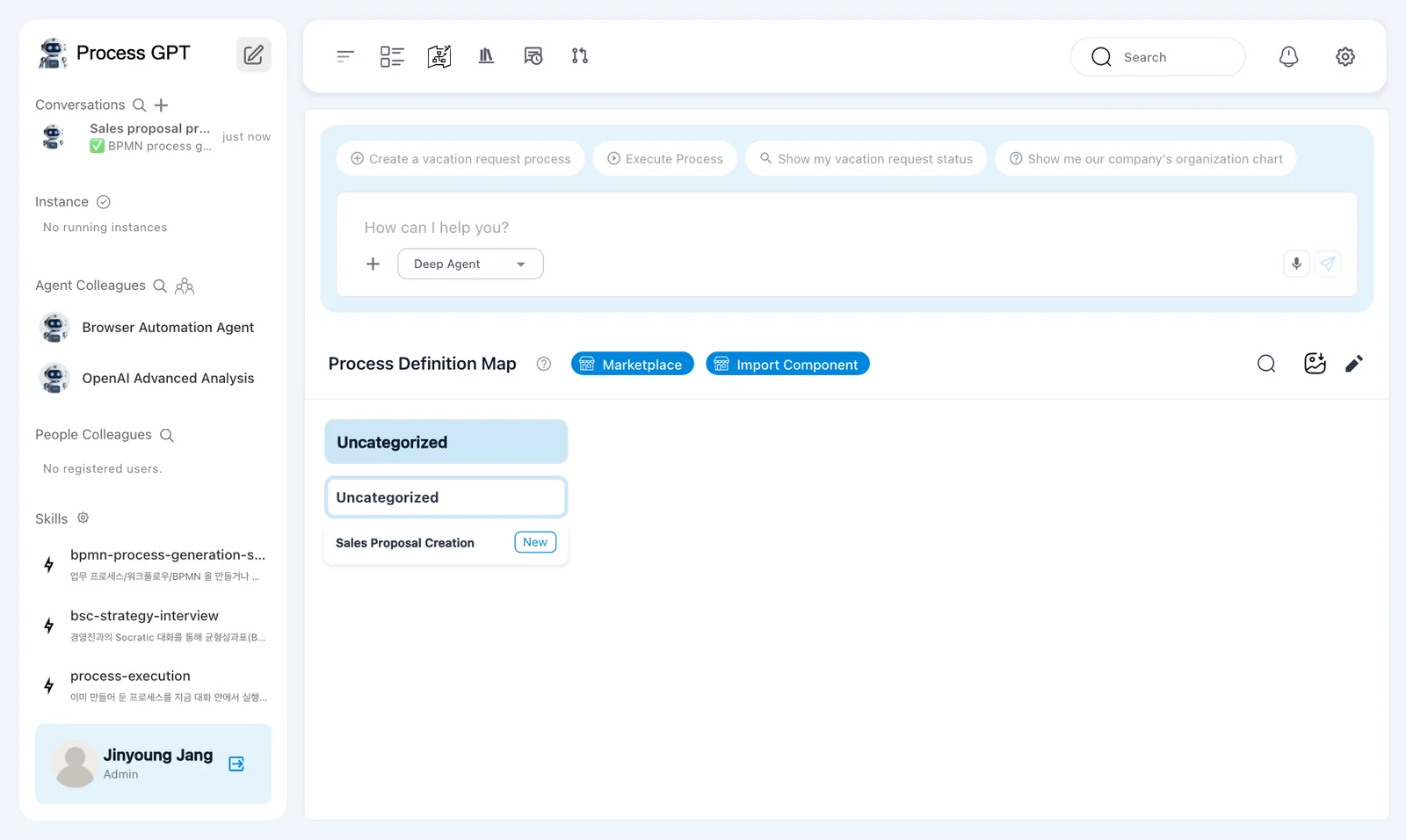 The new process under “Uncategorized” on the Process Definition Map