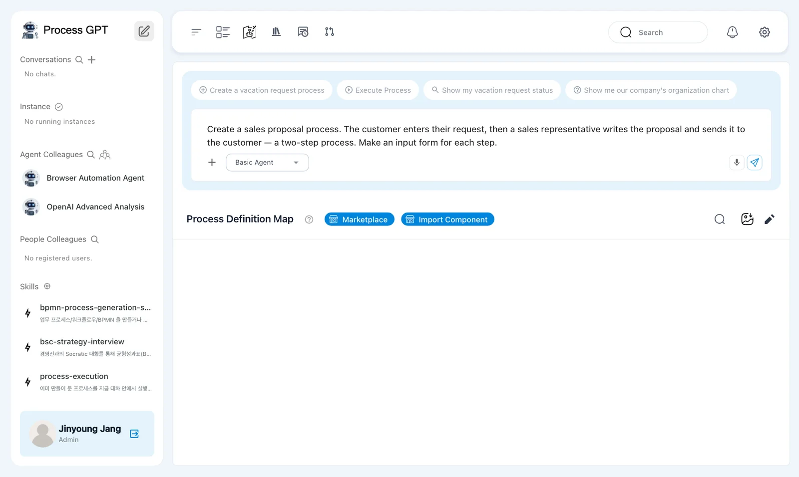 Basic Agent selected and the description typed in