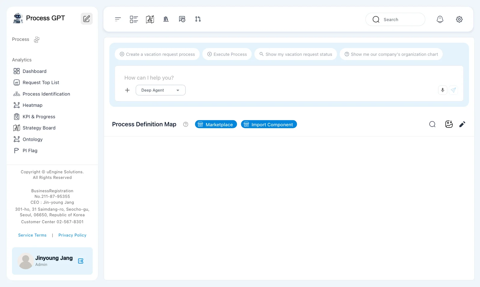 Bottom of the sidebar — the Process and Analytics menus