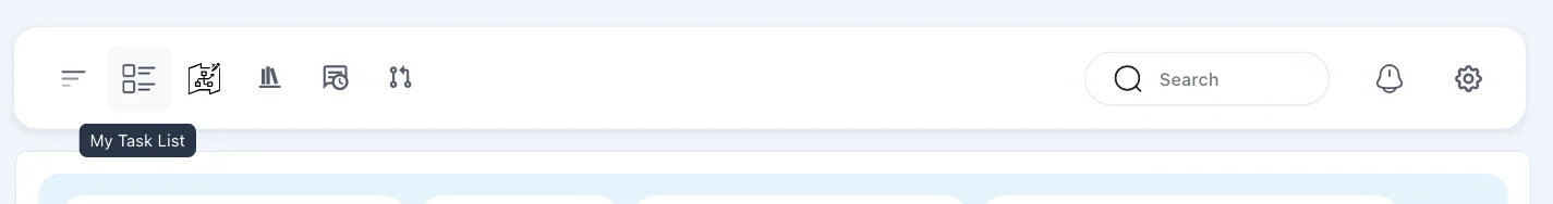 Top bar — the “My Task List” tooltip