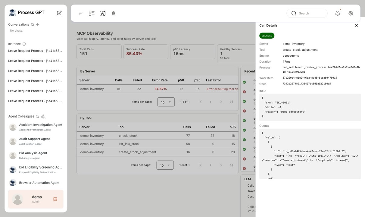 MCP Hub — Call details — Instance linkage